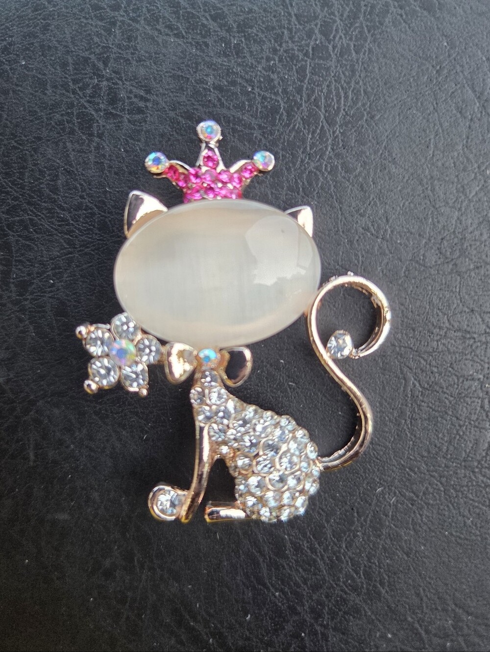 Cat Brooch With A Crown